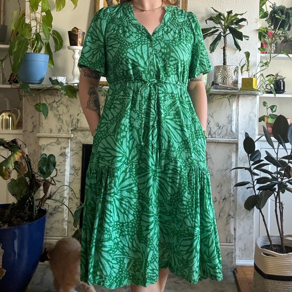 Green Oliver Bonas Floral Midi/Maxi Elastic Waist dress
